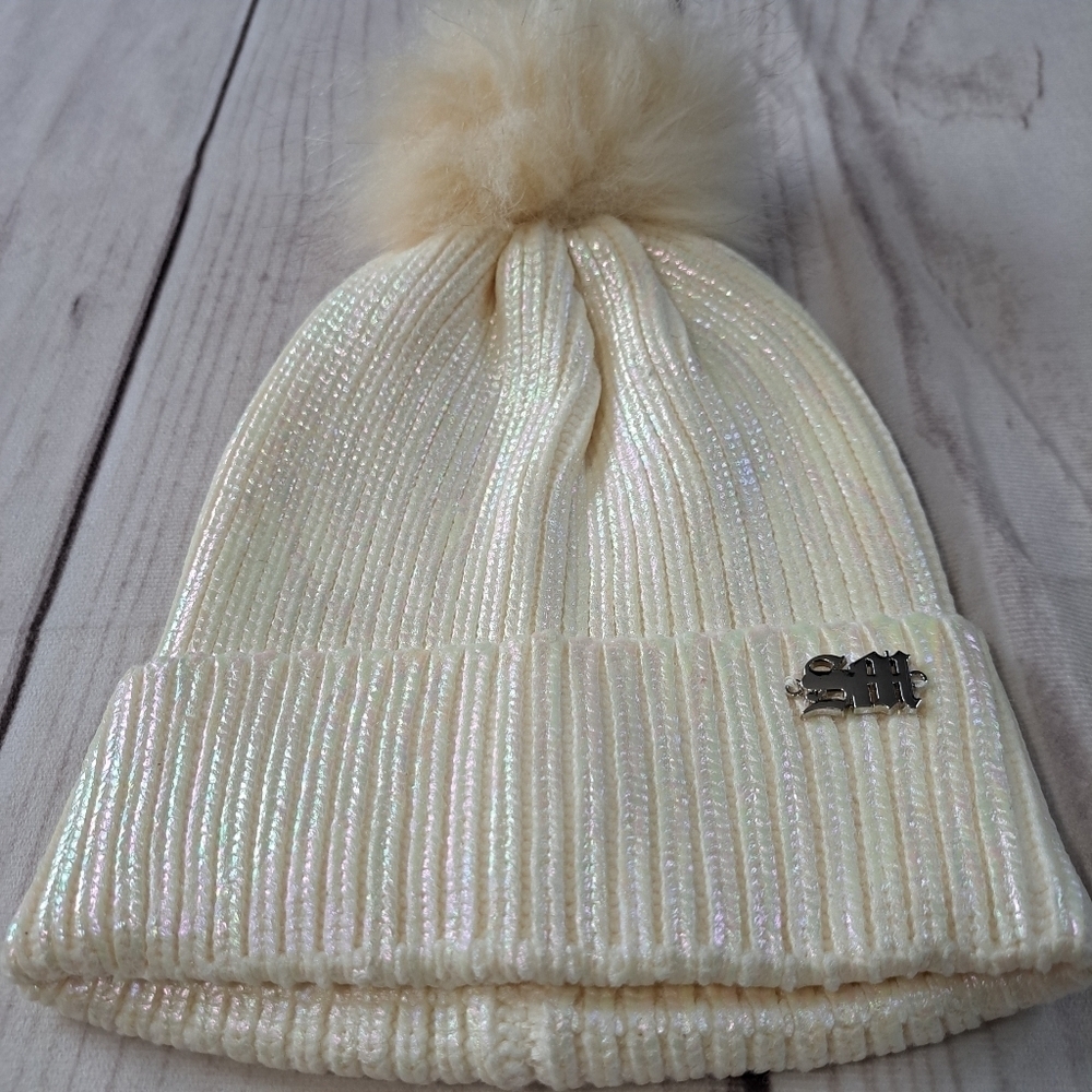 3 FOR 12 SALE Steve Madden Cream Iridescent Beanie Cap Hat